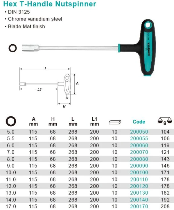 ODVIJAČ NASADNI T-RUČKA 7 - 13 mm